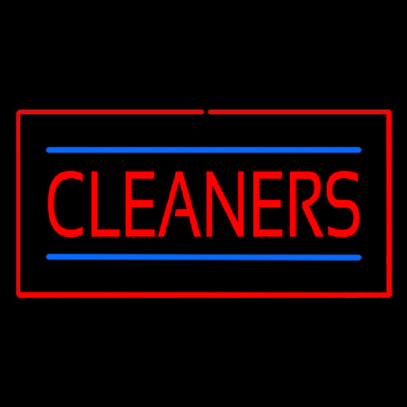Custom Red Cleaners Blue Lines Red Border Neon Sign USA