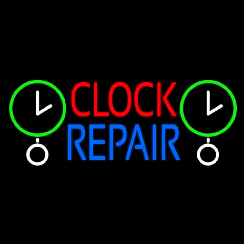 Custom Red Clock Blue Repair Block Neon Sign USA