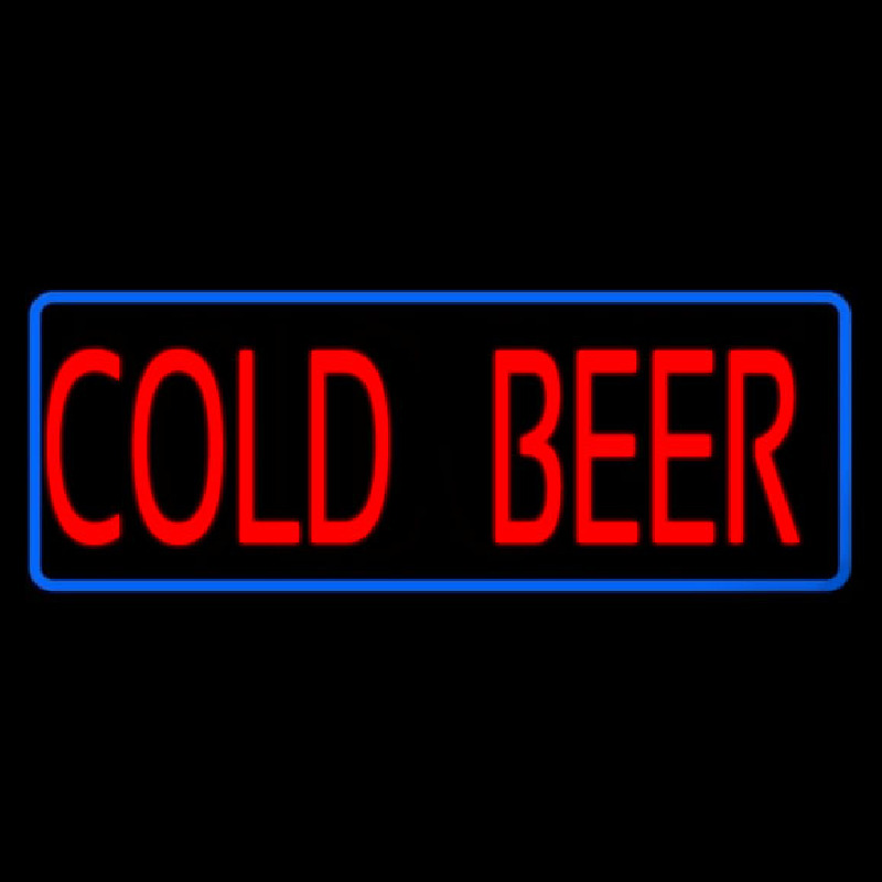 Custom Red Cold Beer With Blue Border Neon Sign USA