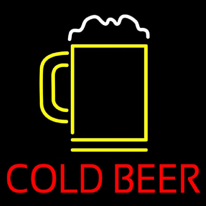 Custom Red Cold Beer With Yellow Mug Neon Sign USA