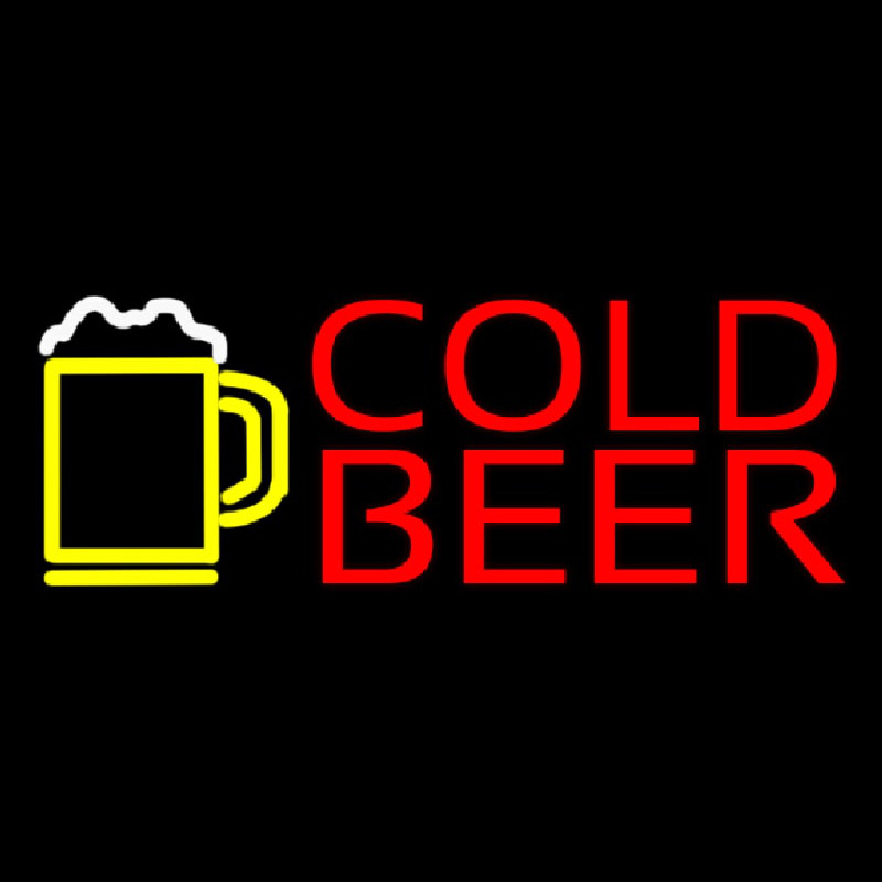 Custom Red Cold Beer With Yellow Mug Neon Sign USA