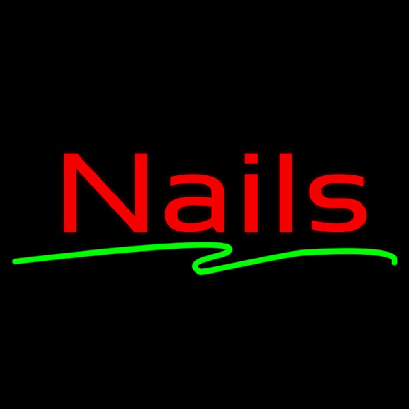 Custom Red Cursive Nails Neon Sign USA