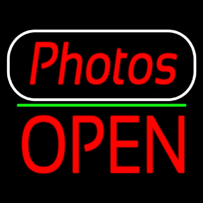 Custom Red Cursive Photos With Open 1 Neon Sign USA