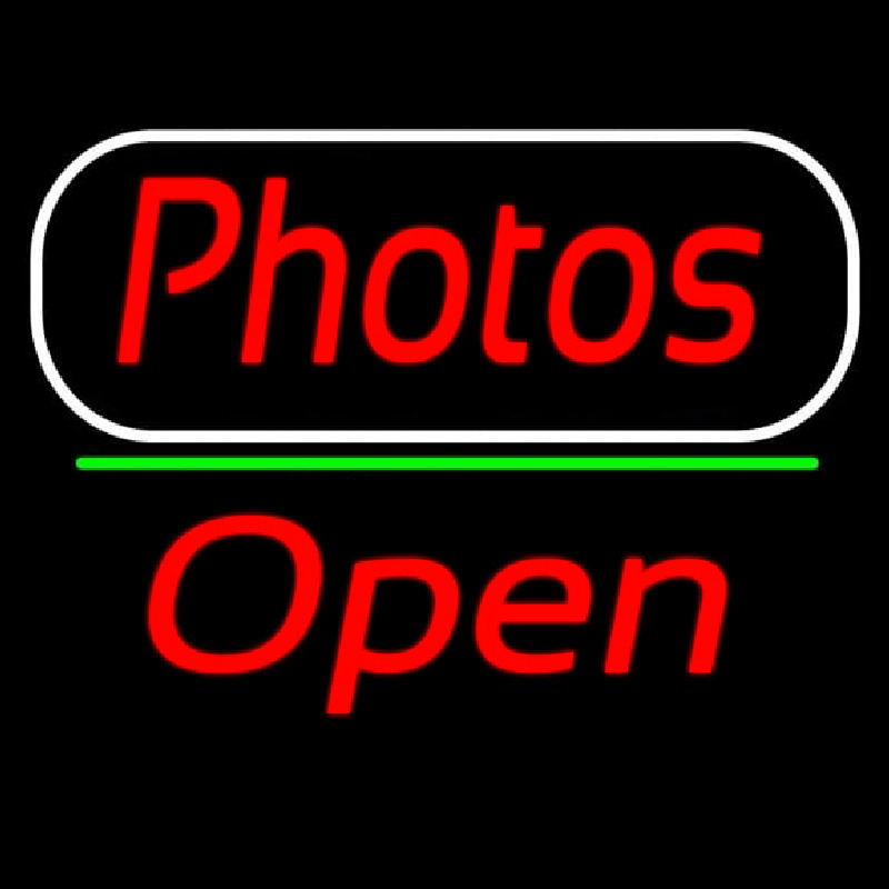 Custom Red Cursive Photos With Open 2 Neon Sign USA