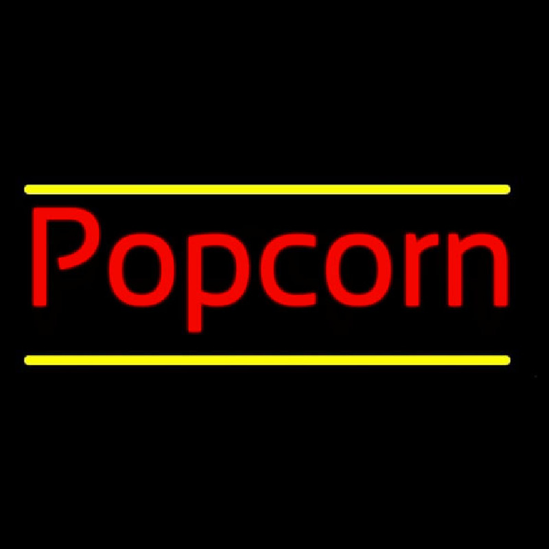 Custom Red Cursive Popcorn Neon Sign USA