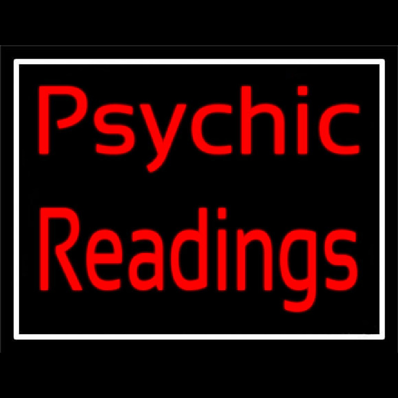 Custom Red Cursive Psychic Readings With White Border Neon Sign USA
