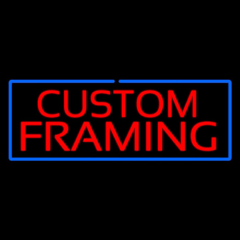 Custom Red Custom Framing Blue Border Neon Sign USA