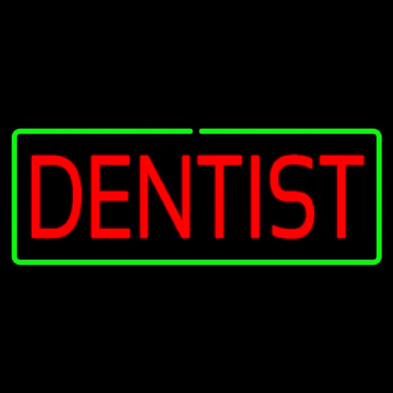 Custom Red Dentist Green Border Neon Sign USA