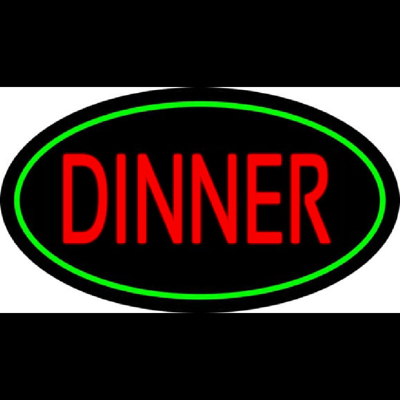 Custom Red Dinner Oval Green Neon Sign USA