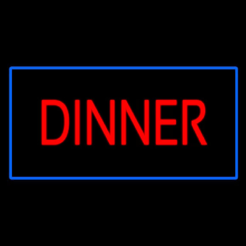 Custom Red Dinner Rectangle Blue Neon Sign USA