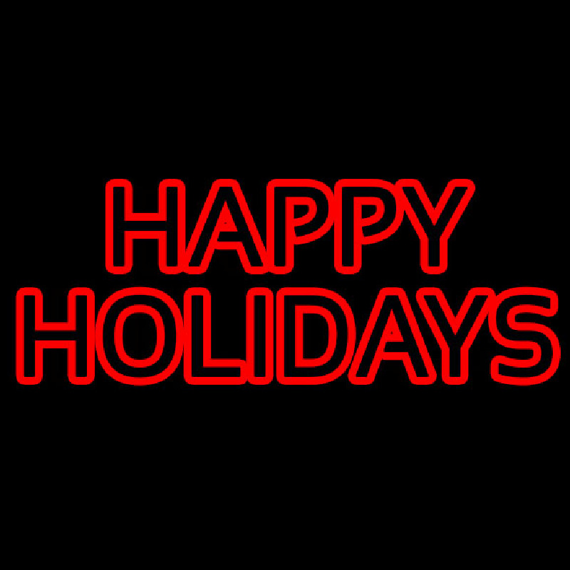 Custom Red Double Stroke Happy Holidays Neon Sign USA