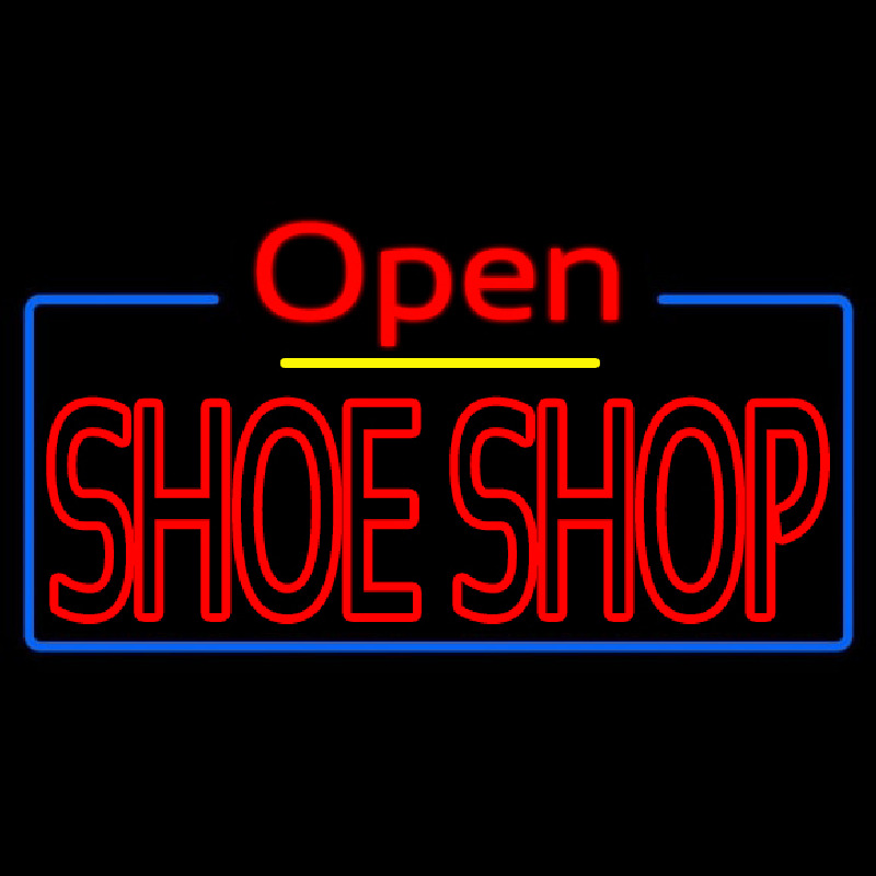 Custom Red Double Stroke Shoe Shop Open Neon Sign USA