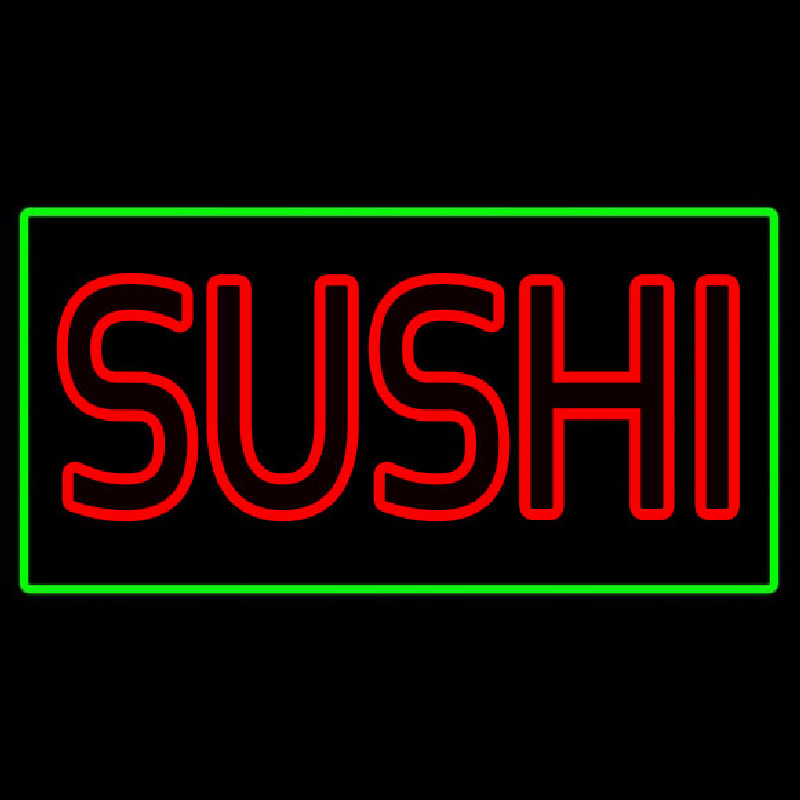 Custom Red Double Stroke Sushi With Green Border Neon Sign USA