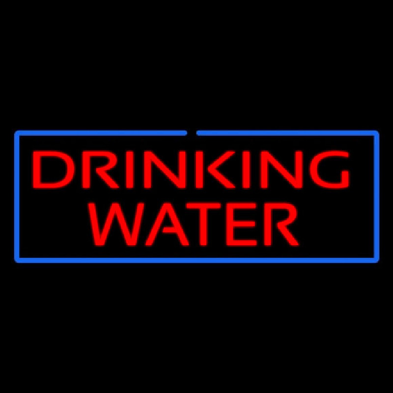 Custom Red Drinking Water With Blue Border Neon Sign USA