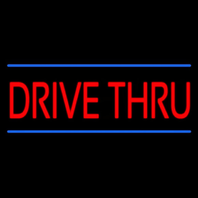 Custom Red Drive Thru Blue Lines Neon Sign USA