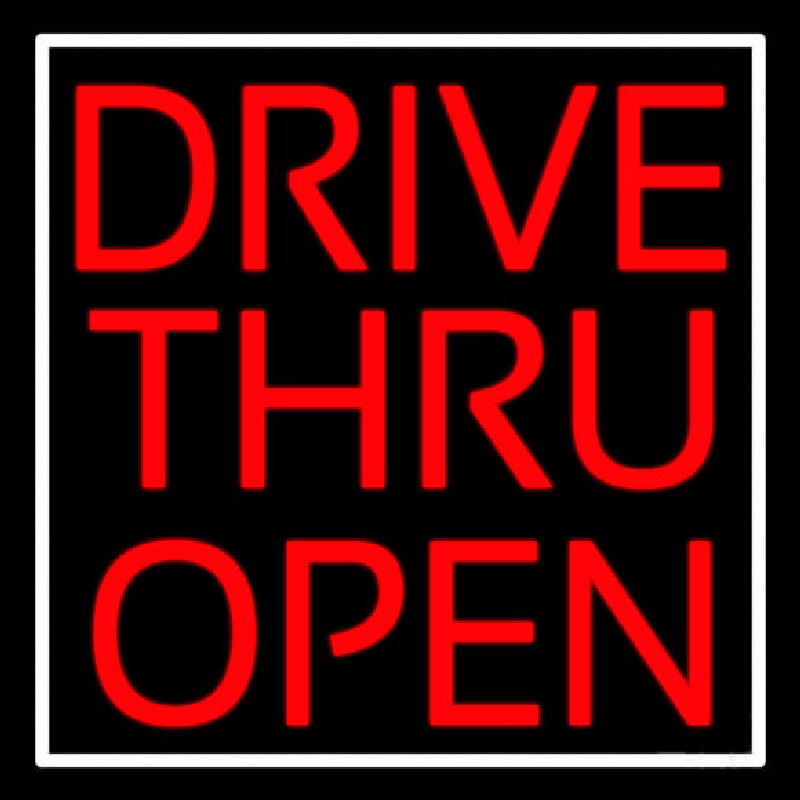 Custom Red Drive Thru Open Neon Sign USA
