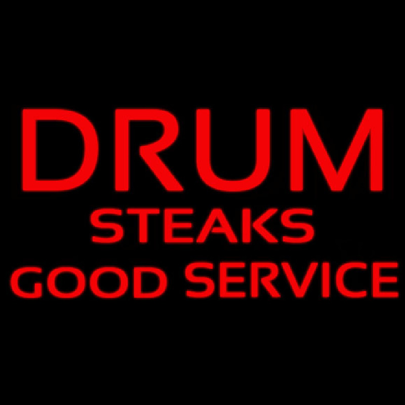 Custom Red Drum Steaks Good Service Block Neon Sign USA