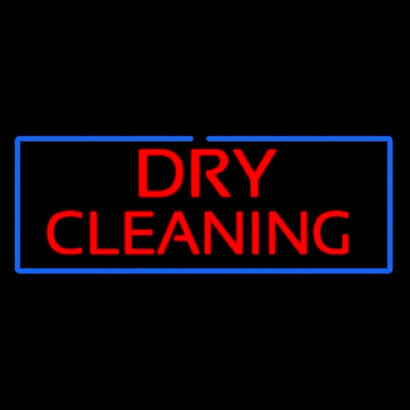 Custom Red Dry Cleaning Blue Border Neon Sign USA