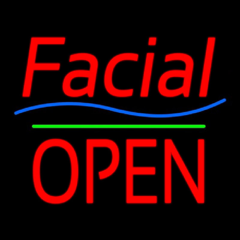 Custom Red Facial Block Open Neon Sign USA