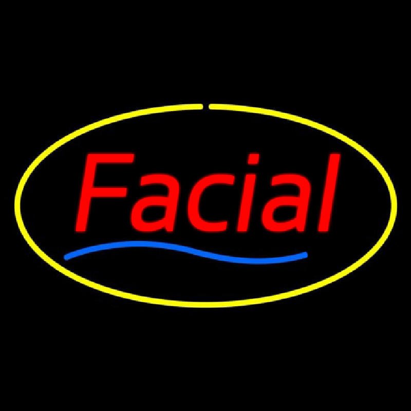 Custom Red Facial Yellow Oval Border Neon Sign USA