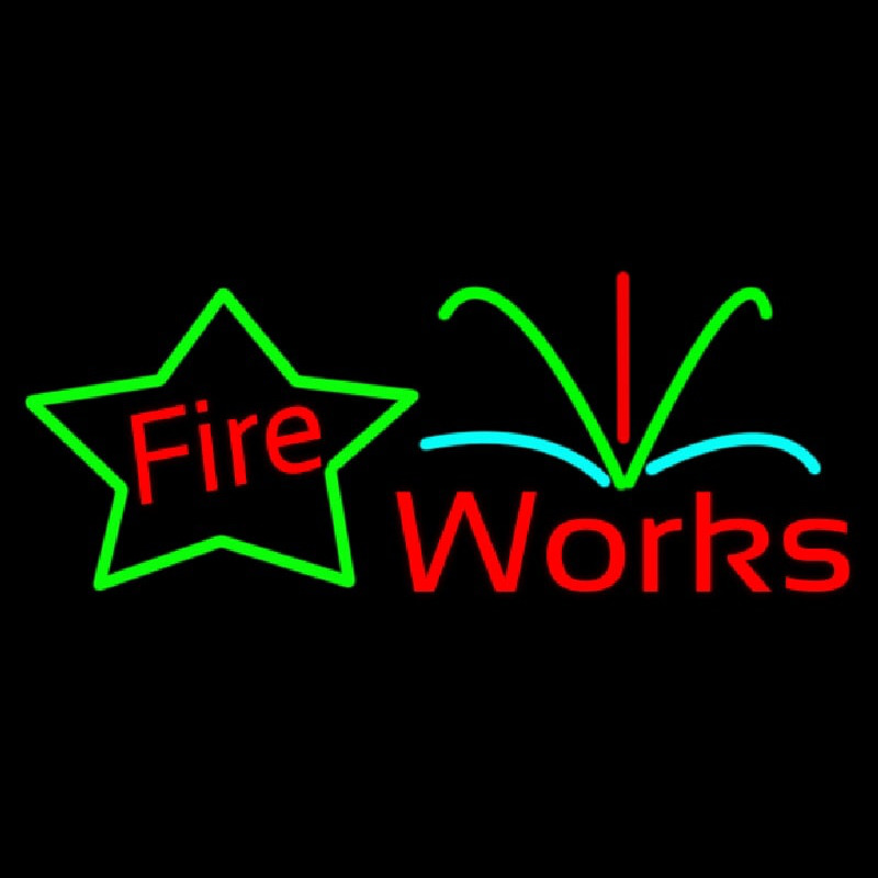Custom Red Fireworks Block Neon Sign USA