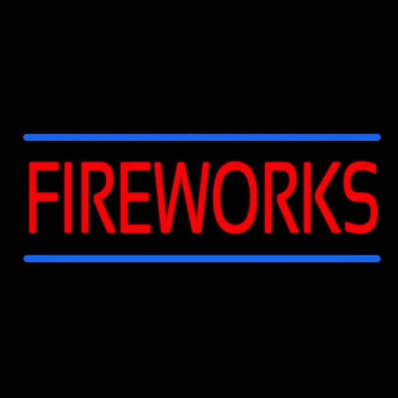 Custom Red Fireworks Blue Lines Neon Sign USA