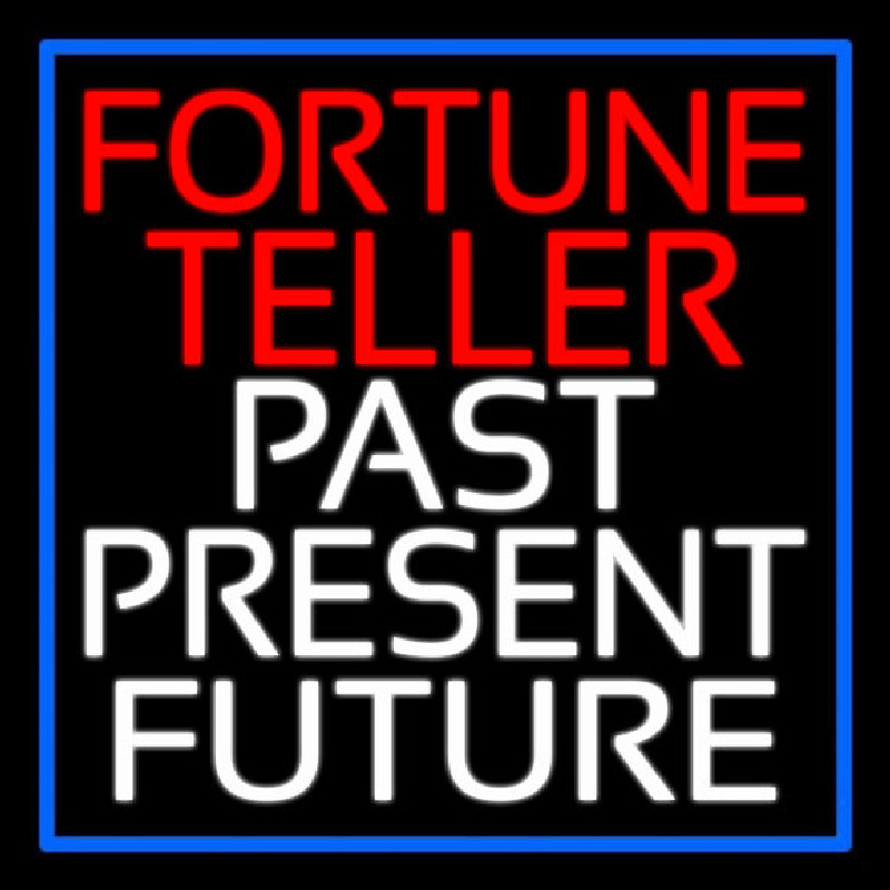 Custom Red Fortune Teller White Past Present Future Blue Border Neon Sign USA