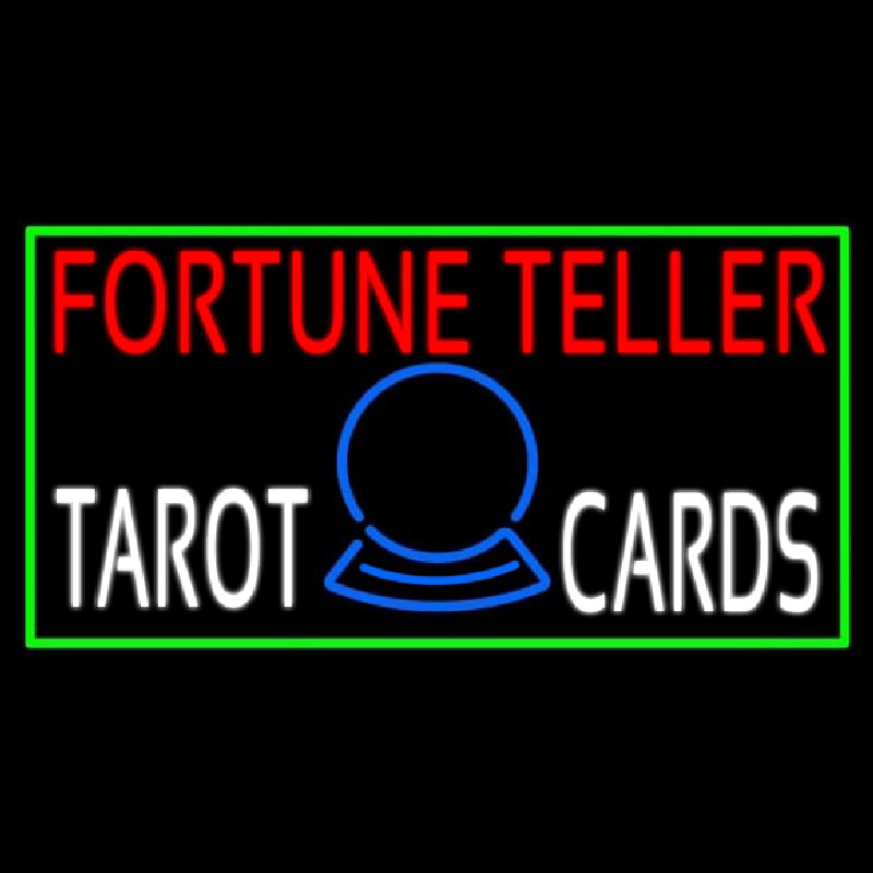 Custom Red Fortune Teller White Tarot Cards With Green Border Neon Sign USA