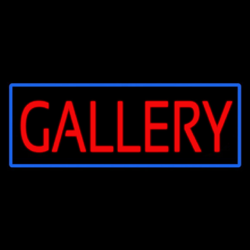 Custom Red Gallery Blue Border Neon Sign USA