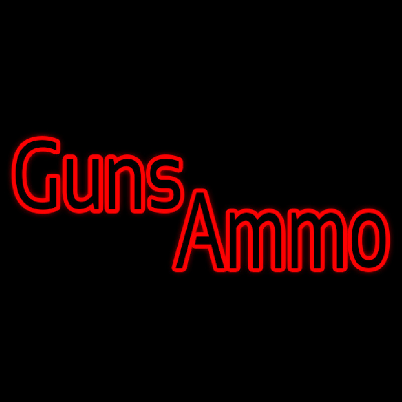 Custom Red Guns Ammo Neon Sign USA