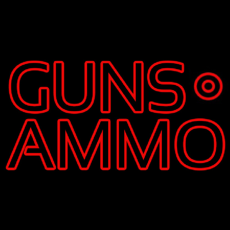Custom Red Guns Ammo Neon Sign USA