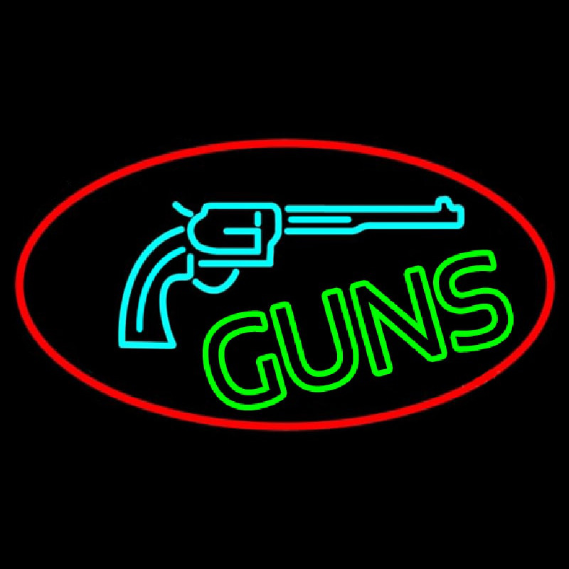 Custom Red Guns Turquoise Logo Neon Sign USA