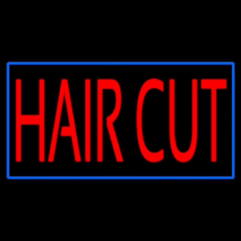 Custom Red Hair Cut With Blue Border Neon Sign USA