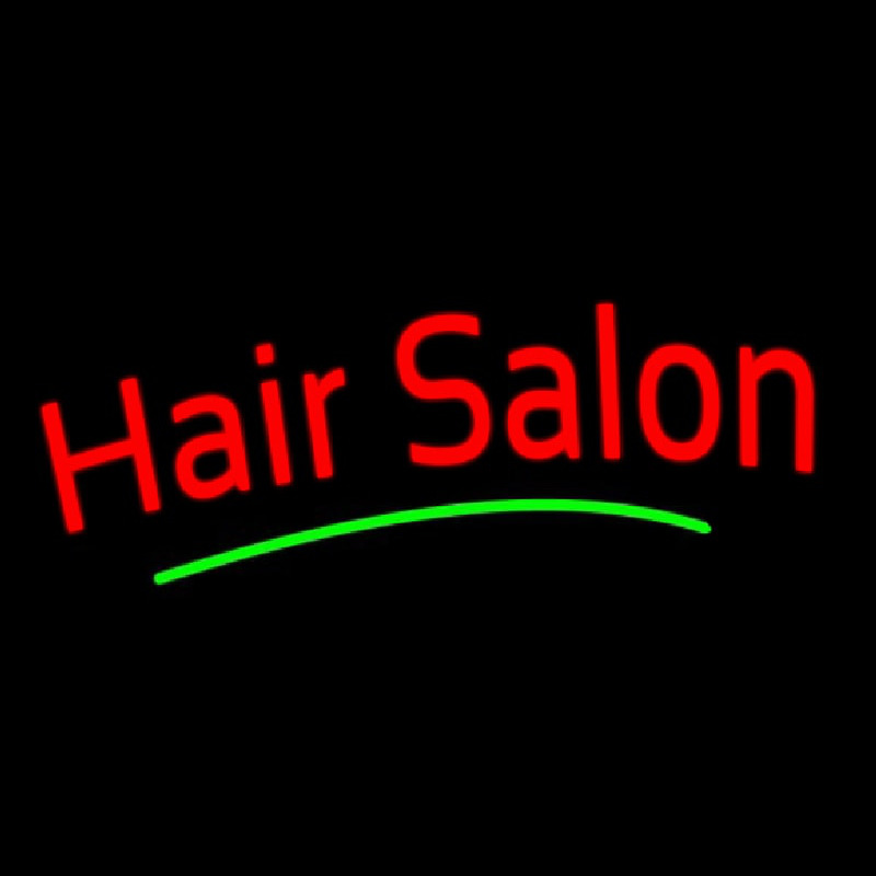 Custom Red Hair Salon Green Line Neon Sign USA