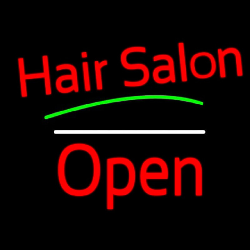 Custom Red Hair Salon Open White Line Neon Sign USA