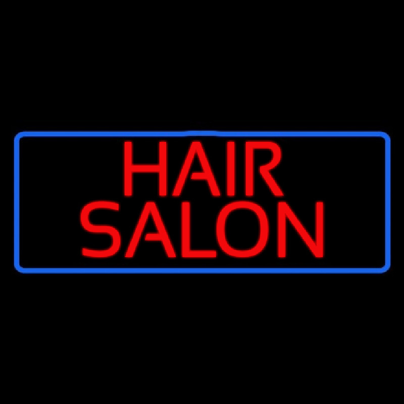 Custom Red Hair Salon With Blue Border Neon Sign USA