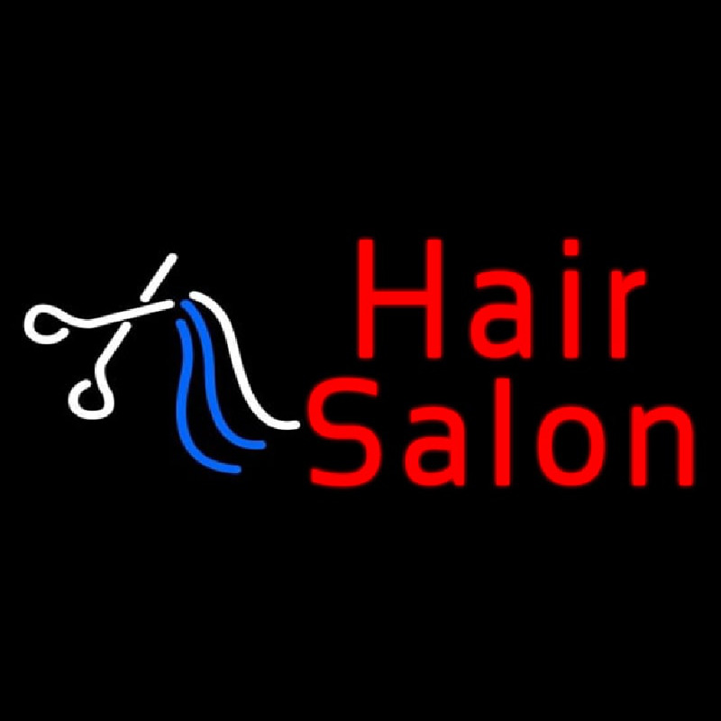 Custom Red Hair Salon With Scissor Neon Sign USA
