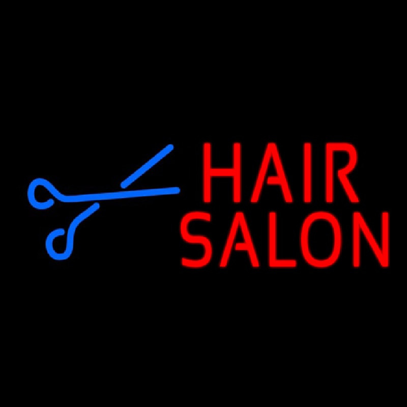 Custom Red Hair Salon With Scissor Neon Sign USA