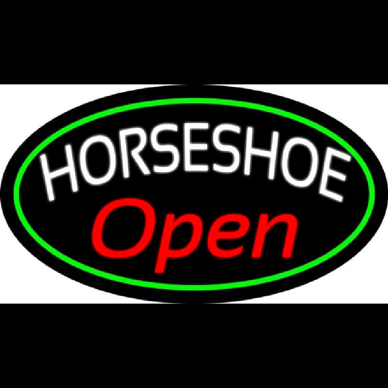 Custom Red Horseshoe Open Neon Sign USA
