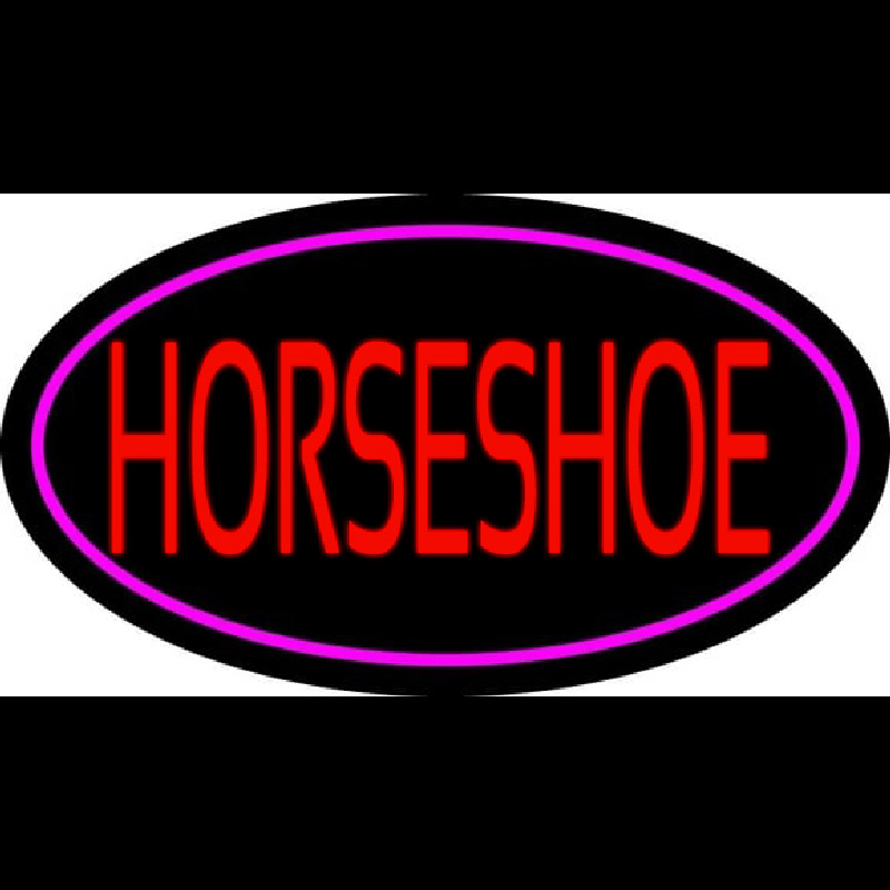 Custom Red Horseshoe With Border Neon Sign USA