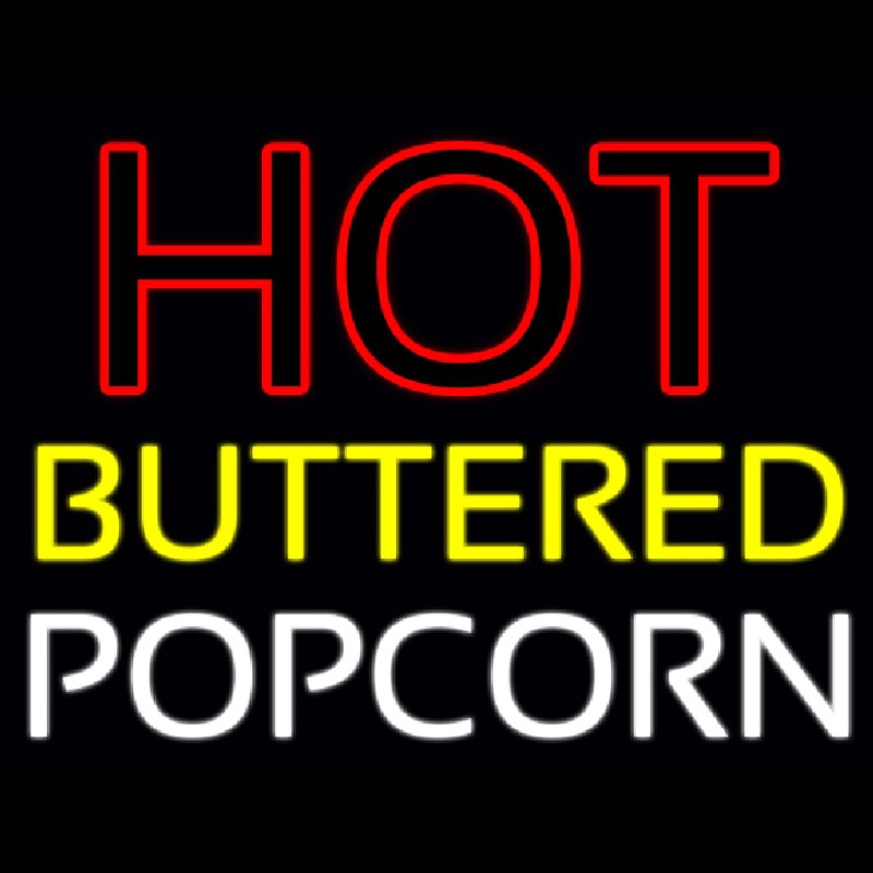 Custom Red Hot Yellow Buttered White Popcorn Neon Sign USA