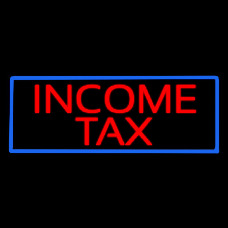 Custom Red Income Tax Blue Border Neon Sign USA