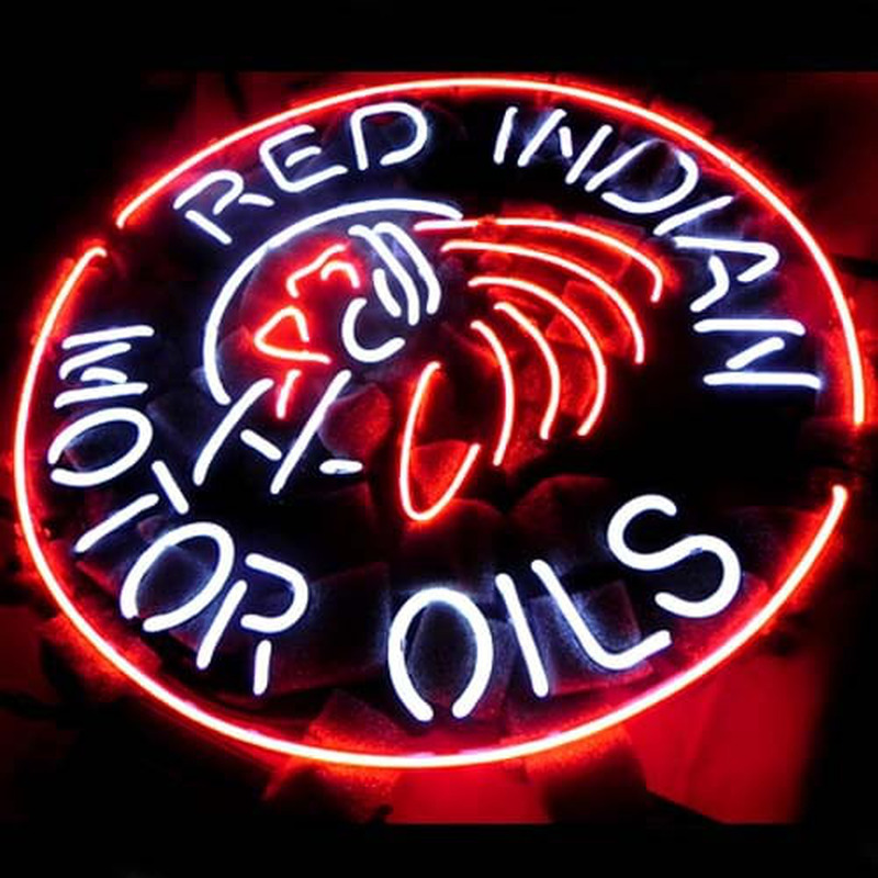 Custom Red Indian Motor Oils Neon Sign USA