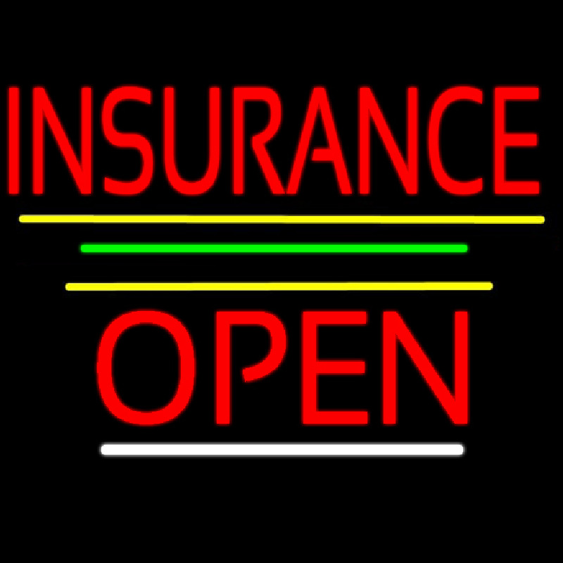 Custom Red Insurance Open Yellow Line Neon Sign USA