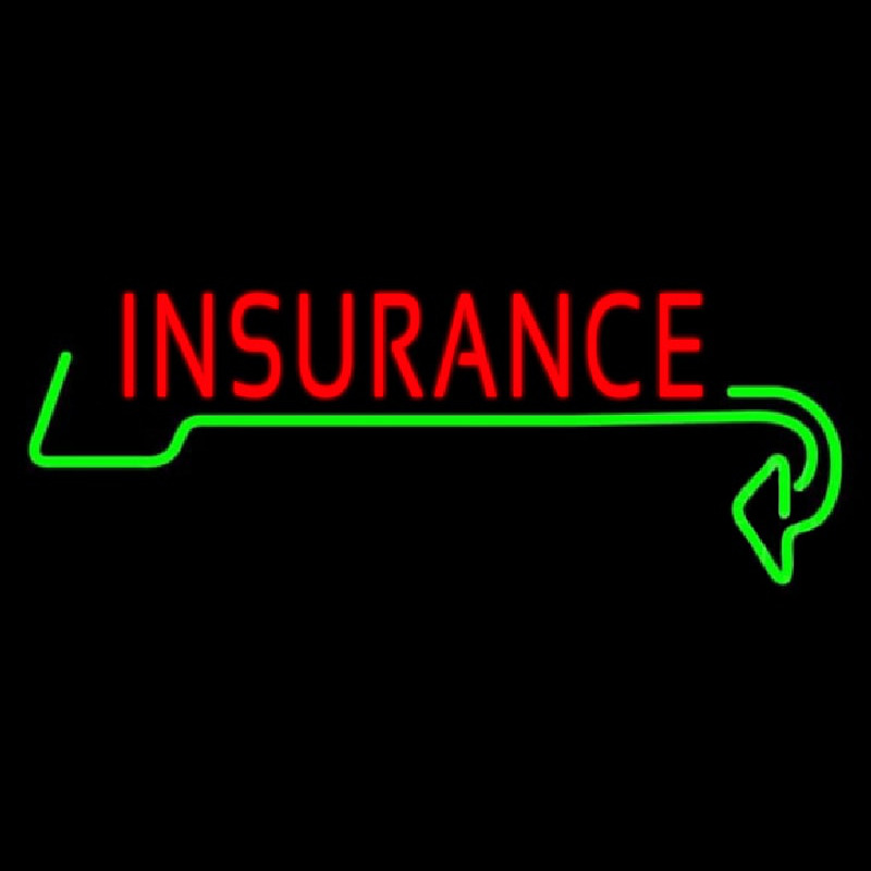 Custom Red Insurance With Arrow Neon Sign USA