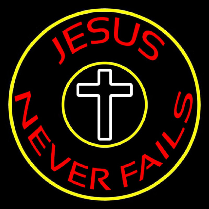 Custom Red Jesus Never Fails With Border Neon Sign USA