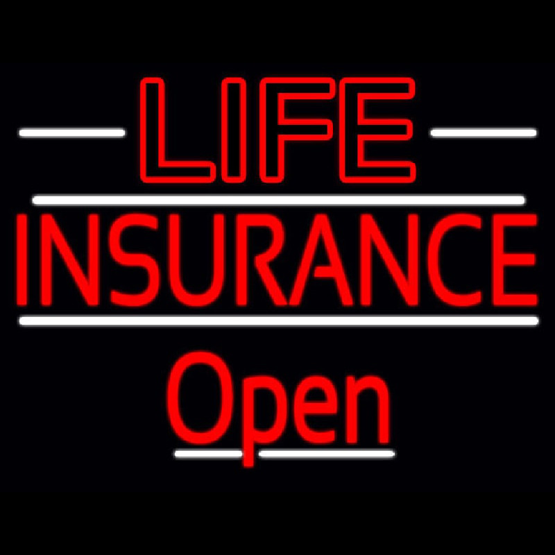 Custom Red Life Insurance Open Neon Sign USA
