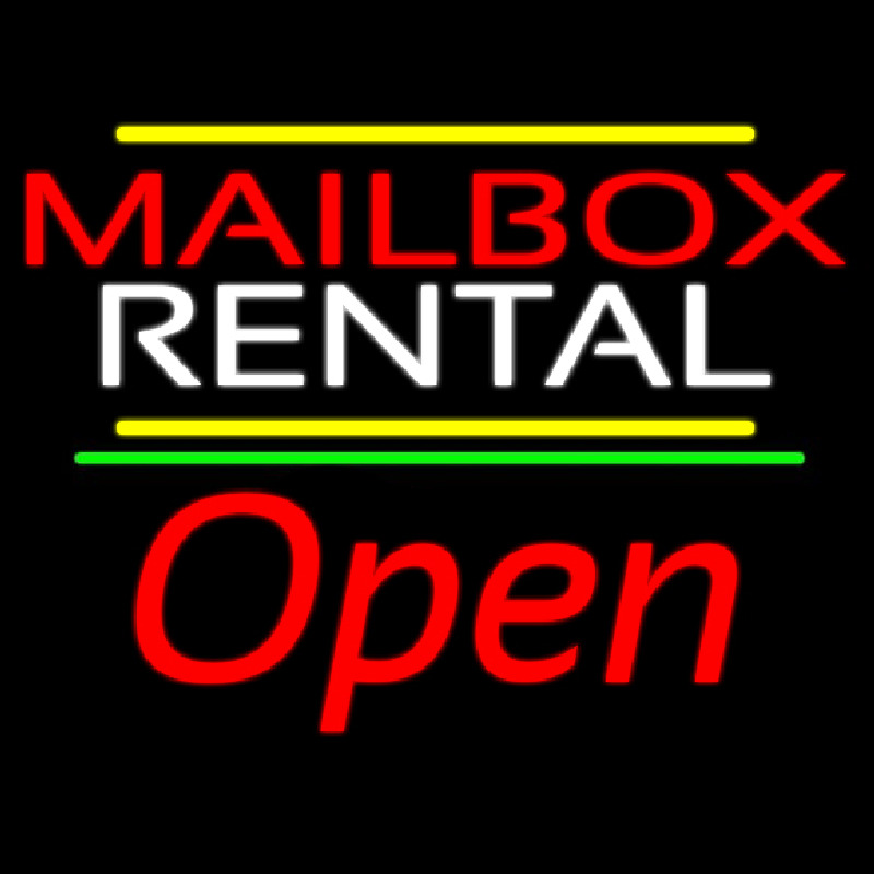 Custom Red Mailbox Blue Rental Open 2 Neon Sign USA