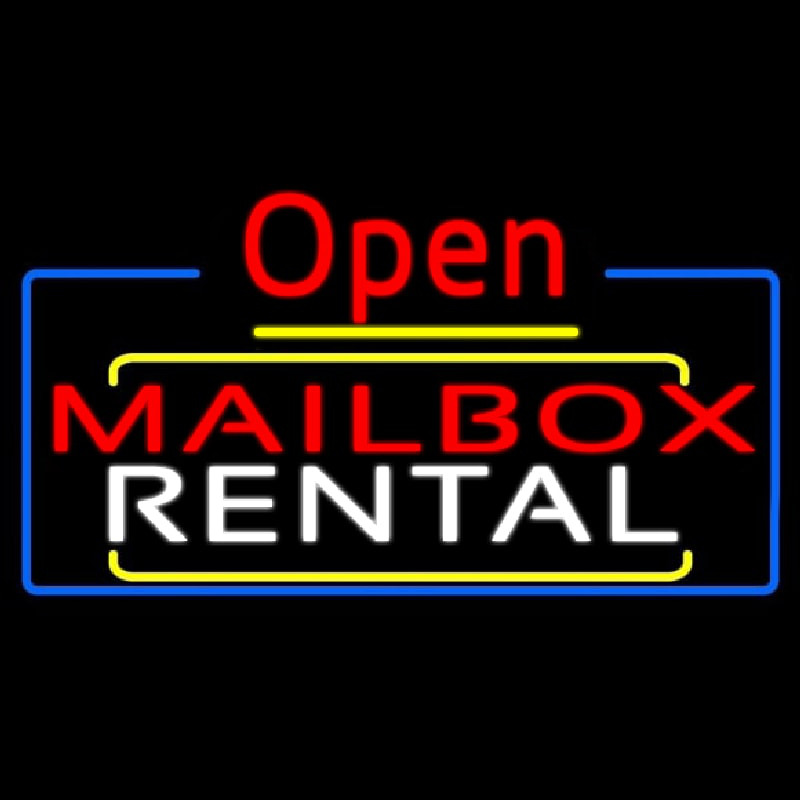 Custom Red Mailbox Blue Rental Open 4 Neon Sign USA