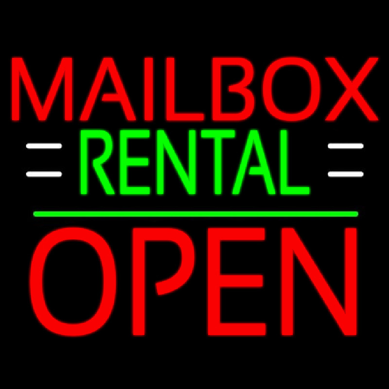Custom Red Mailbo  Rental With White Line Open 1 Neon Sign USA